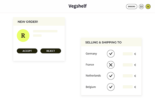 Decide to whom and where to sell - Specify countries in which you want to sell via Vegshelf